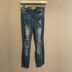 Almost famous blue denim ripped‎ jeans size 0